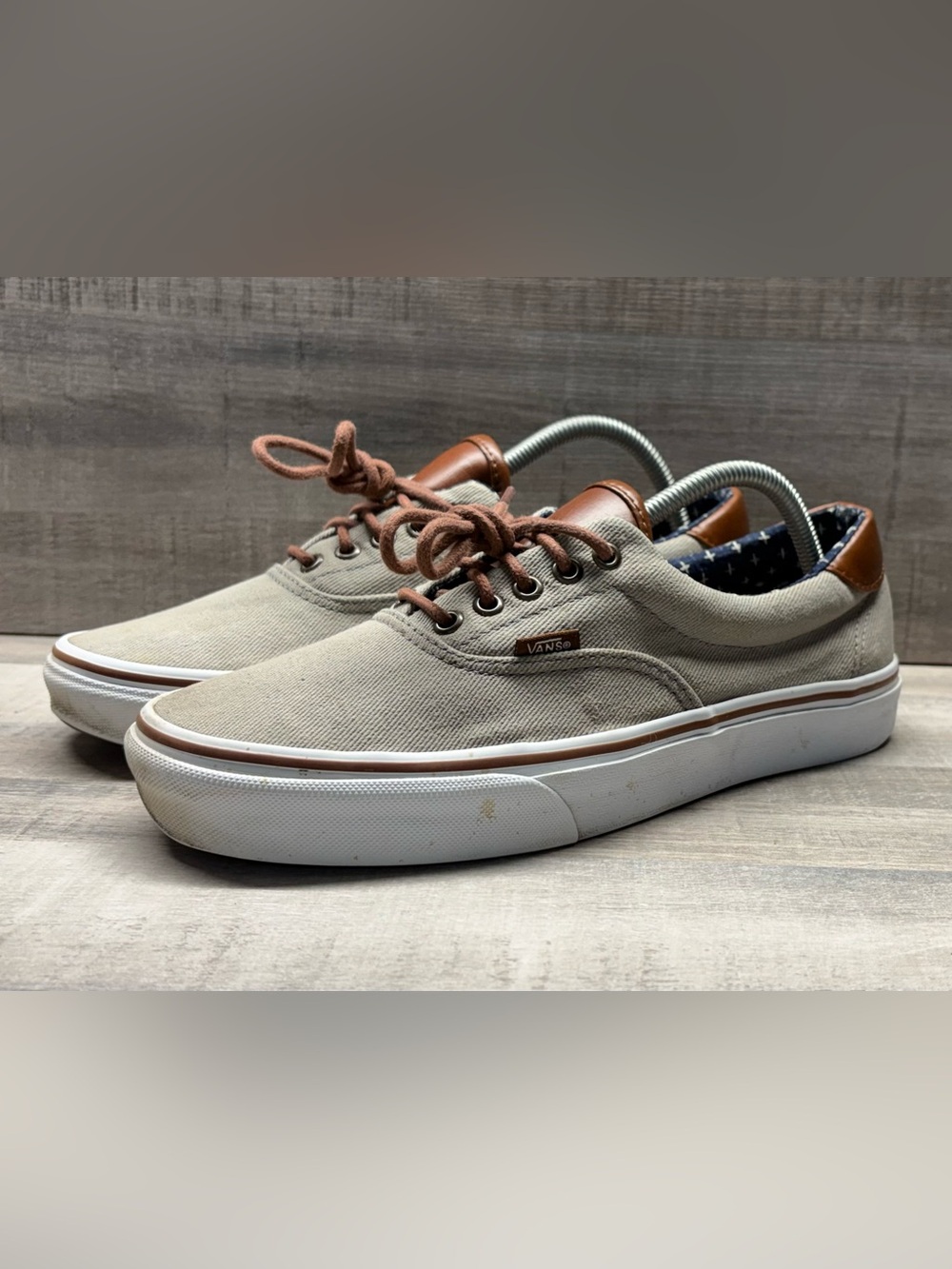 Vans Era 59 Mens Size 10 Gray Brown Canvas Leather Low Top Shoes 721356
